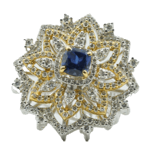 Blue stone Flower Ring(14kt)