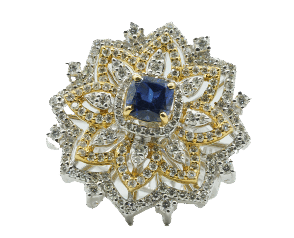 Blue stone Flower Ring(14kt)
