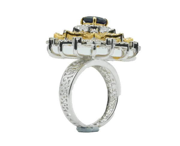 Blue stone Flower Ring(14kt) - Image 3