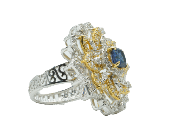 Blue stone Flower Ring(14kt) - Image 2