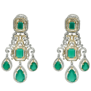 Green stone long dangles(14kt)