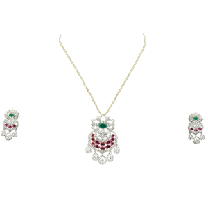 Red N Green Stone Flower(14kt)