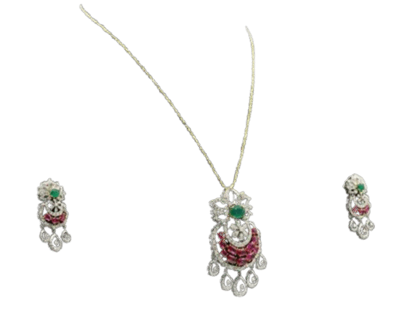 Red N Green Stone Flower(14kt) - Image 2